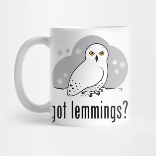 Funny Cartoon Snowy Owl: got lemmings? Mug